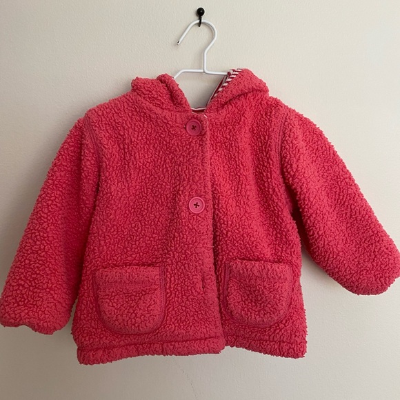 Baby Boden | fuzzy pink sweater with front pockets and  ears on hoodie - Picture 1 of 2